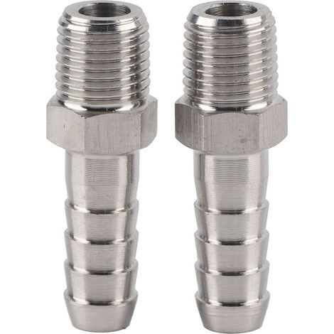 2 Pièces Raccord Rapide 1/4 Pouce BSPT Mâle Acier Inoxydable, Jonction Barbelée pour Tuyau (BSPT1/4-10mm) (1/5)