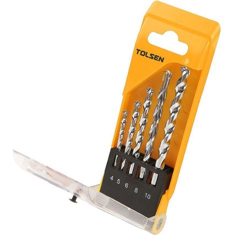 SET 5PZS BROCAS MIXTAS PARA PARED 4-5-6-8-10MM TOLSEN