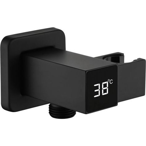 Support Pommeau de Douche Noir Support de Pommeau de Douche Laiton Support de Tête de Douche Montage Mural Support de Douchette Rectangle Support Douchette avec Affichage Numérique (1/5)