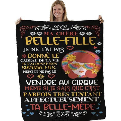 Plaid personnalisé “pour ma belle-fille” 130×150 cm, cadeau original (mariage/Noël) (1/5)