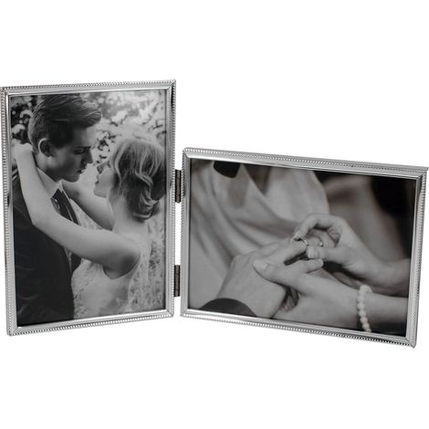 Cadre photo vertical horizontal - Double cadre photo pliable en métal de 10,2 x 15,2 cm - 1 format paysage et 1 portrait - Argenté (1/5)