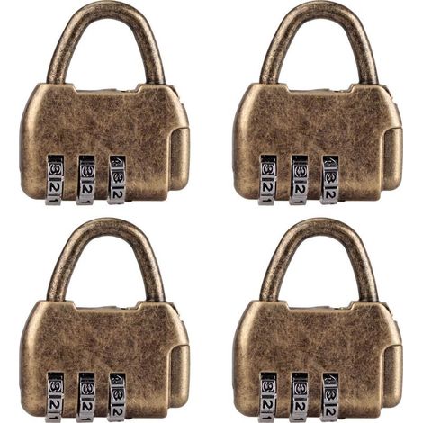 Lot de 4 mini cadenas à combinaison rétro pour journal intime, bagages, cadenas à code vintage (1/5)
