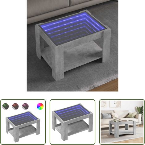 Betonfarbe - LED-Couchtisch Betongrau 73x53x45 cm Holzwerkstoff (1/5)