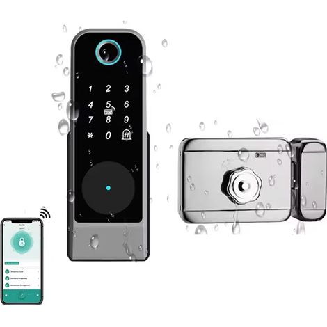 BOMCLAP Serrure de porte connectée Tuya à empreinte digitale, contrôle par application, étanche IP66, déverrouillage à distance par Wi-Fi pour la maison (1/5)