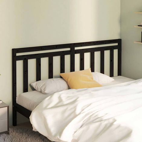 vidaXL Cabecero de cama madera maciza de pino negro 206x4x100 cm (1/5)