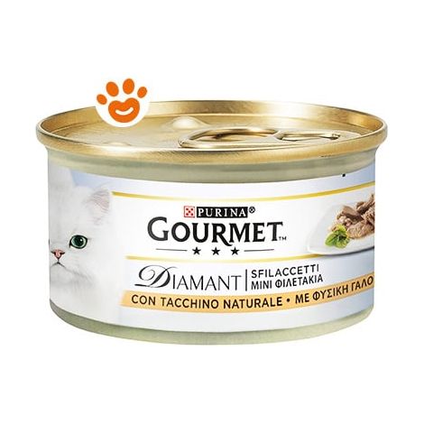 Purina Cat Gourmet Diamant Sfilaccetti con Tacchino Naturale - Lattina 85 Gr -