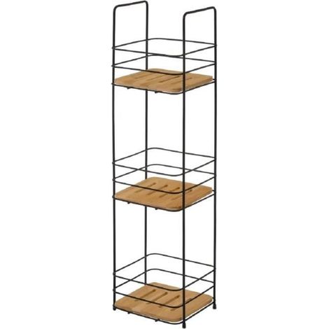 Étagère de rangement en métal-bambou coloris naturel-noir - Longueur 17 x Profondeur 16 x Hauteur 63 cm-JUANIO (1/4)