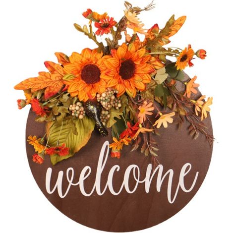 Ghirlanda autunnale di girasoli, ghirlande autunnali artificiali per la porta d'ingresso, decorazioni autunnali per il Giorno del Ringraziamento e la Festa del raccolto, sia per interni che per estern