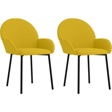Chaises à manger Chaise de cuisine lot de 2 Jaune Velours (1/5)