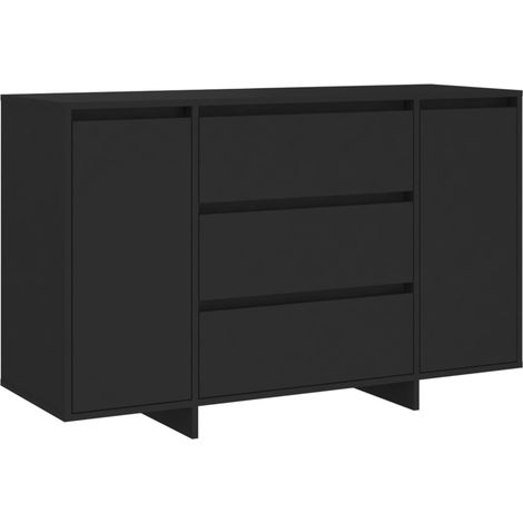 Petit buffet 2 portes 3 tiroirs 120cm – Modèle Camko-Noir (1/5)