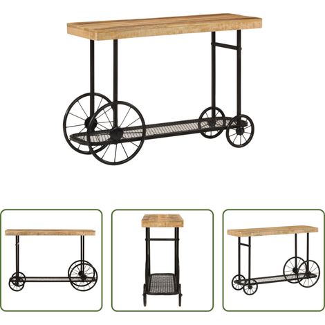 Rangement industriel - Table console 112x36x76 cm bois massif de manguier et fer (1/5)