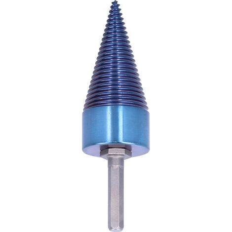 Fendeur de bûches à cône torsadé, foret à queue hexagonale, revêtement bleu, outil de fendage 42 mm L
