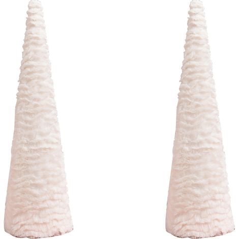 Sapin de Noël décoratif en velours blanc, motif flocon de neige, hauteur 45 cm, lot de 2 pièces (1/5)
