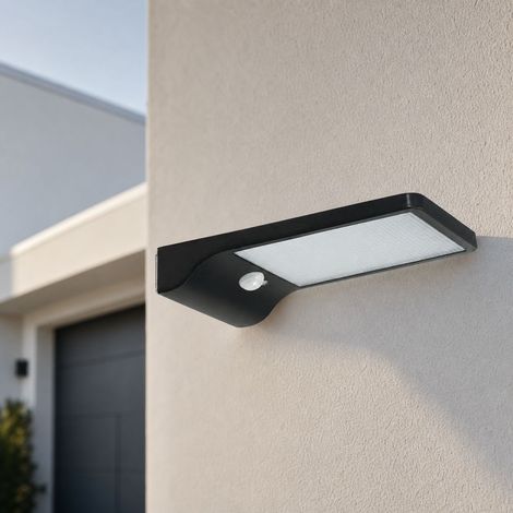 Applique Murale LED Solaire avec Détecteur de Mouvement, Étanche IP65, 36 LEDs 450LM, Batterie 2000mAh, 3 Modes, Noire (1/4)