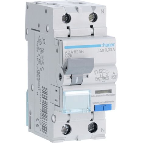 Interruttore Magnetotermico Acc 1Pn 30Ma A 25A 4.5Ka C 2M ( Hager Cod. Ada825H ) (1/2)