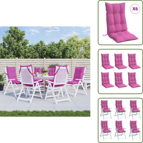 Hochlehner-Auflagen 6 Stk. Rosa Oxford-Gewebe - Hochlehner Auflagen - Gartenstuhlkissen - Sitzkissen - Gartenmöbel Zubehör - Outdoor Kissen (1/5)