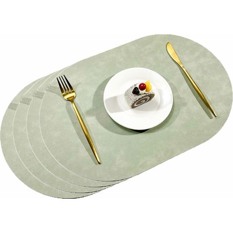 2 Sets de table, napperon rond, simili-cuir, dentelle, antidérapant, lavable, poche intégrée, salle à manger (1/5)