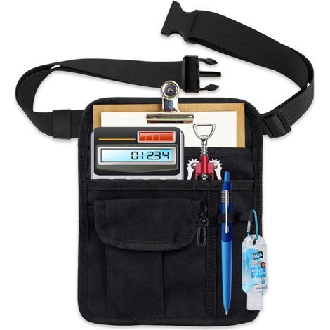 Tablier de serveuse, tablier de taille avec poches, tablier taille restaurant, sac en toile avec passant de ceinture ajustable, accessoire de serveuse avec poches de service (1/5)