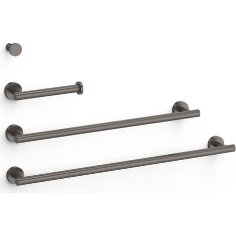 Ensemble de 2 Porte-serviettes, 1 Dérouleur WC, 1 Patère Porte-serviettes Graphite - TRES 09598102GR