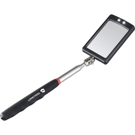 TOOLCRAFT Miroir d'inspection avec éclairage LED, extractiible Taille du miroir: (l x H) 50 mm x 80 mm (1/4)