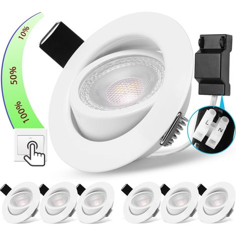 Spot LED Encastrable Orientable 5W Spot Led Plafond Blanc Dimmable 220V Blanc Neutre 4000K 500LM Spot Encastrable LED Extra Plat IP44 Spots Encastrés Ø68-75mm Chambre Salle de Bain (1/5)