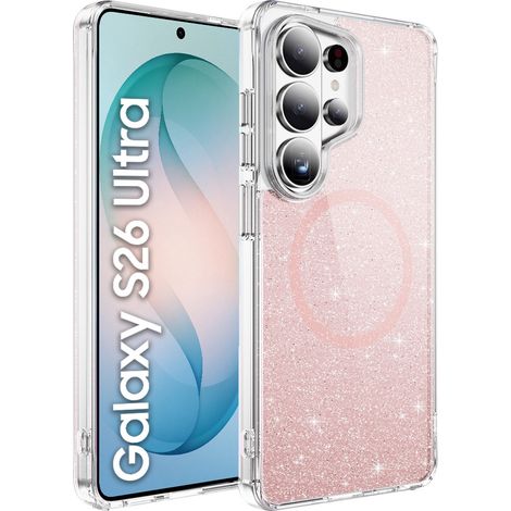 Funda para Samsung Galaxy S26 Ultra, compatible con MagSafe, con purpurina, rosa translúcido (1/5)