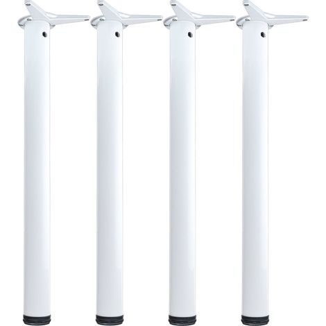 camar Tischfüße verstellbar 700-730mm rund ø 60mm, Metall Tischbeine höhenverstellbar, Stahl weiß lackiert 4 Stück