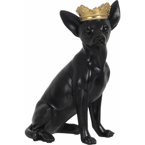 Chihuahua en résine noire 25 cm (1/5)