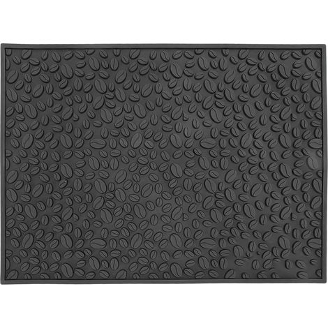 Tapis de bar antidérapant motif grains de café, PVC pour drainage et filtration, noir (1/5)