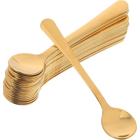 Lot de 20 Mini Cuillères à Café Ménagères en Acier Inoxydable 304 75 CM Couleur Dorée Petites Cuillères Doseuses Polyvalentes pour Café Épices Desserts et Boissons Maison (1/5)