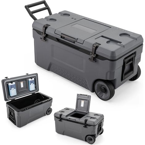 74 Quart Rolling Cooler with Fish Ruler and Wheels
