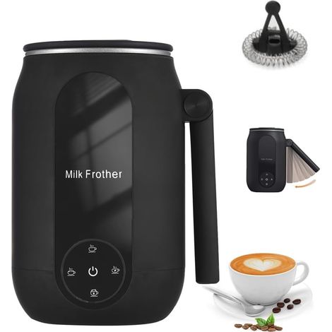 Montalatte elettrico 4 in 1 - Grande capacità 450 ml, montalatte automatico, funzionamento silenzioso, per schiuma di latte calda e fredda, cioccolata calda, latte macchiato, cappuccino, macchiato (1/5)
