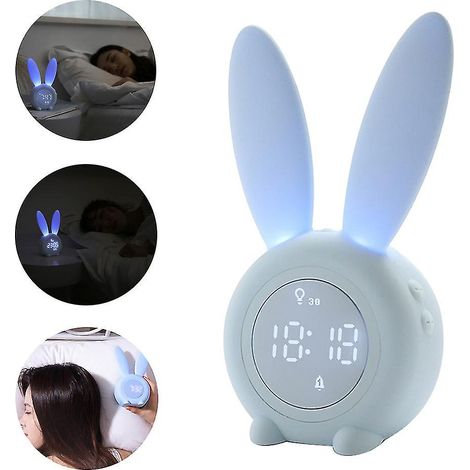 Réveil enfant, réveil lumineux lapin mignon, lampe de chevet, réveil lumineux (1/3)