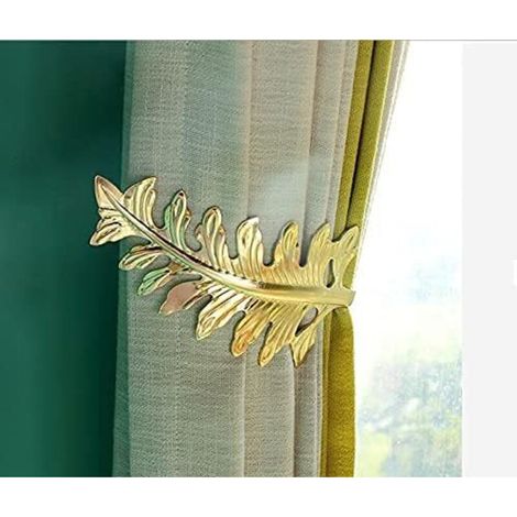 2 pièces de retenue de Rideau Rustique, Grands Crochets d'embrasse de Rideau de Conception de Feuille Vintage, retenue de Rideau décoratif rétro, Or (1/4)