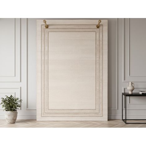 BOBOCHIC - Tapis poils ras ALEXANDRIA motif abstrait 160x230 Beige (1/5)