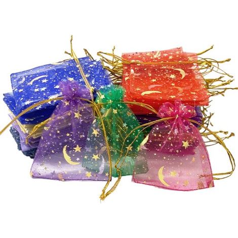 100 Organza-Geschenktüten, kleine Tüten für Hochzeiten, Partys, Feste und Spiele (1/5)