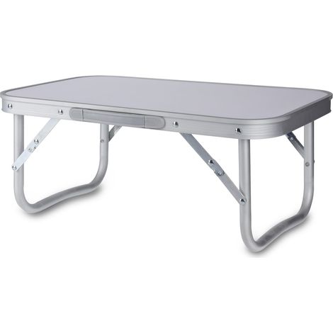 Mini Campingtisch weiß klappbar - 56 x 34 cm - Aluminium Klapptisch niedrig - Alu Garten Picknick Angler Tisch klein tragbar
