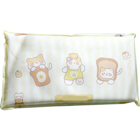 Coussin rafraîchissant d'été à motif chat jaune, idéal pour la sieste étudiante. Rempli de gel cristallin.-AquaForge (1/5)