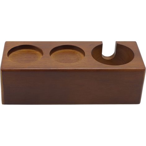 Tamperhalter aus Holz mit 3 rutschfesten Löchern für Baristas, Cafés, Haushalte oder Restaurants (braun) (1/5)