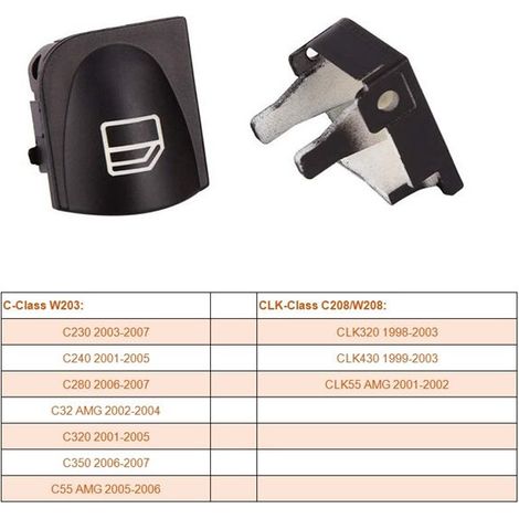 4 tapas para botones de interruptores de ventanas para W203 W208 Clase C, tapas de reparación para botones delanteros izquierdo y derecho.