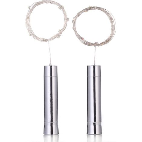 2 paquets de 20 guirlandes lumineuses LED pour bouchons de bouteille de vin, alimentées par piles AA, blanches