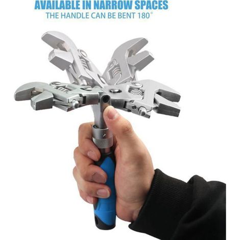 Clé À Cliquet - 5 En 1 Télescopique - 180° Pliable - 25,4 cm - 1 Pièce (1/5)