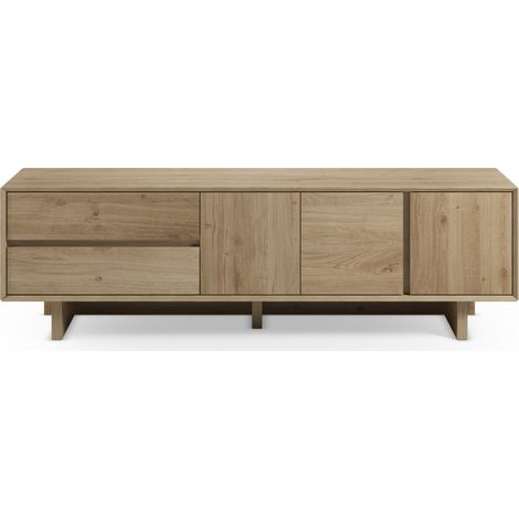 ARKA - Meuble TV 180 cm en mélamine - Chêne clair