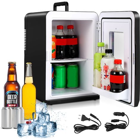 SWANEW Mini Frigo da 15 Litri Piccolo Frigorifero Portatile con funzione di raffreddamento e riscaldamento 220V AC/12V DC per Casa Camera da Letto Ufficio e Viaggio (1/5)