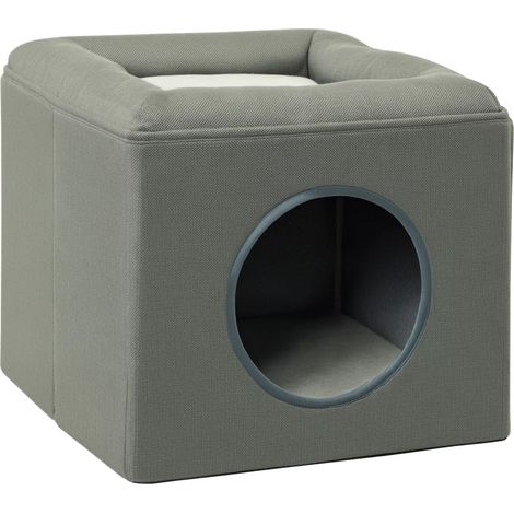 Niche/lit pour chat 2 en 1, niche avec coussin, 36,5 x 36,5 x 33 cm, verte produit de qualité avec garantie satisfait ou remboursé