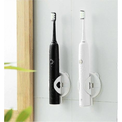 Support mural pour brosse à dents électrique, lot de 2, système de verrouillage automatique par gravité, compatible avec la plupart des modèles de brosses à dents électriques (1/5)