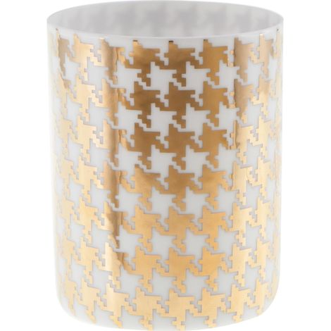 Porte-photophore en Porcelaine Ø 6 cm H 7,8 cm - Motif Blanc et doré (1/4)