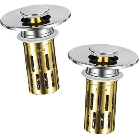 Bouchon de baignoire universel en deux parties, diamètre du tube ondulé 28-32 mm, avec filtre en acier inoxydable 304, bouchon d'évier à ressort, convient aux baignoires et aux cuisines. (1/4)