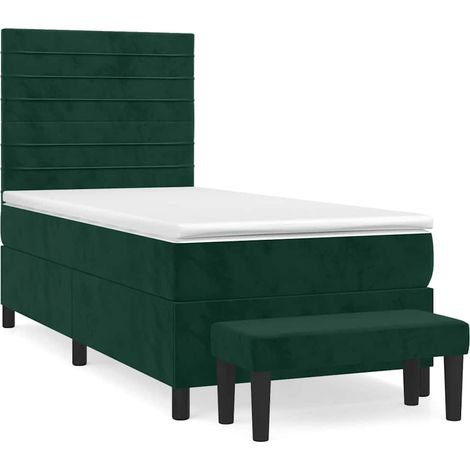 Maison Exclusive - Boxspringbett mit Matratze Dunkelgrün 90x200 c
