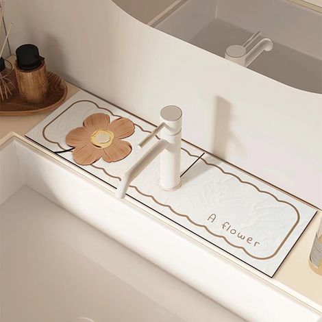 Tapis De Drainage Pour Robinet - En Terre Diatomée - Coupeable - Pour Évier Cuisine Salle De Bain - 38 X 13,5 Cm - 1 Pièce (1/5)